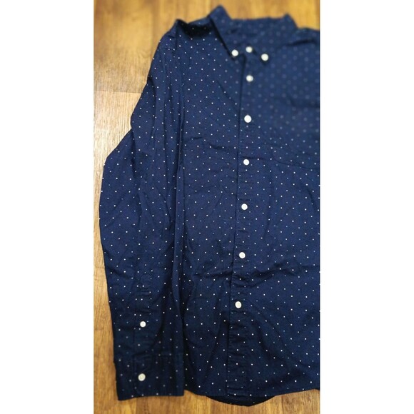 American Eagle Men’s XL Blue Micro Dot Button Front Shirt Long Sleeve Pocket EUC - Picture 2 of 10